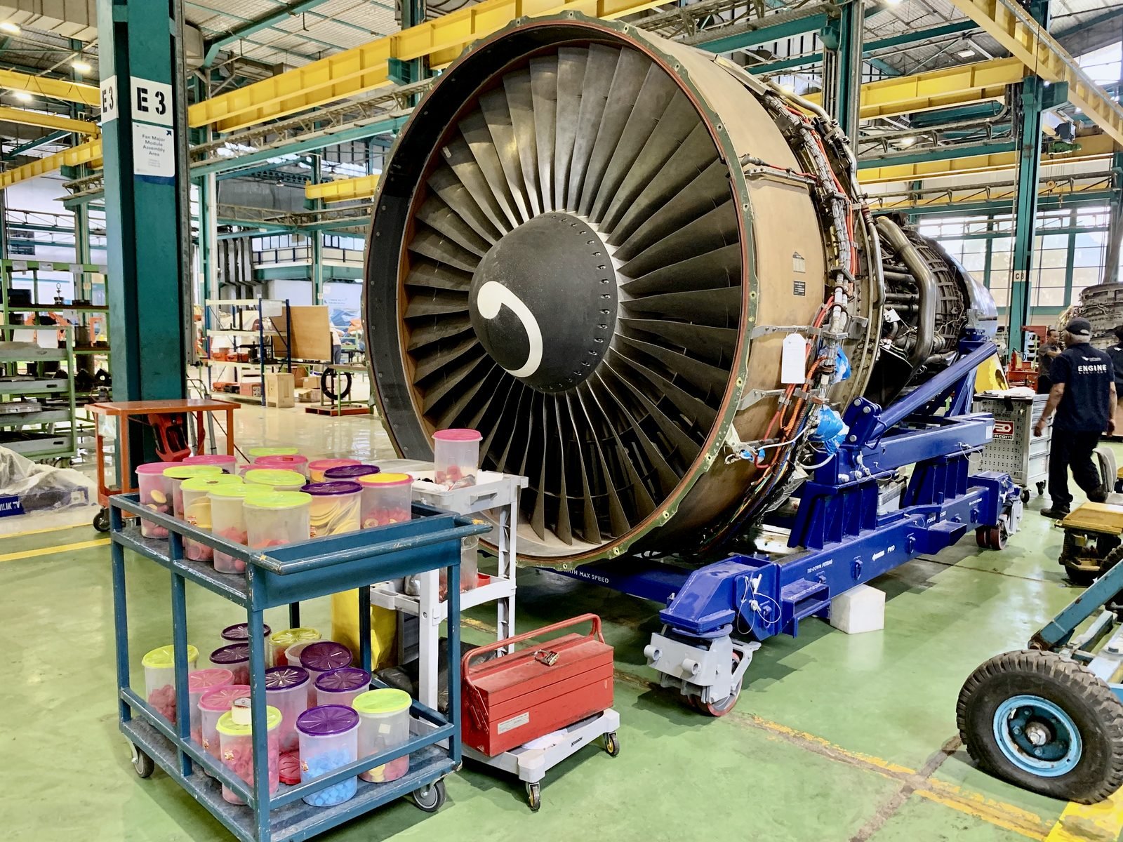 Engine opened for inspection during heavy maintenance